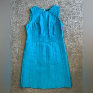 🩵 ✨ Per Se Turquoise Sleeveless Sheath Midi Dress Sz 10 Cotton Silk Blend EUC